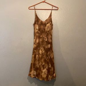 Brown floral print dress